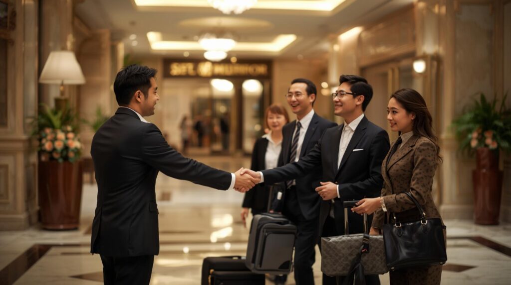 A driver warmly greeting a group of passengers - Book My Taxi Antalya